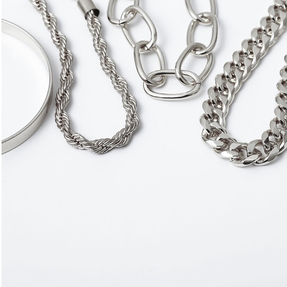 2/$20! Set of 4 Silver Chain/Cuff Bracelets - Picture 2 of 6